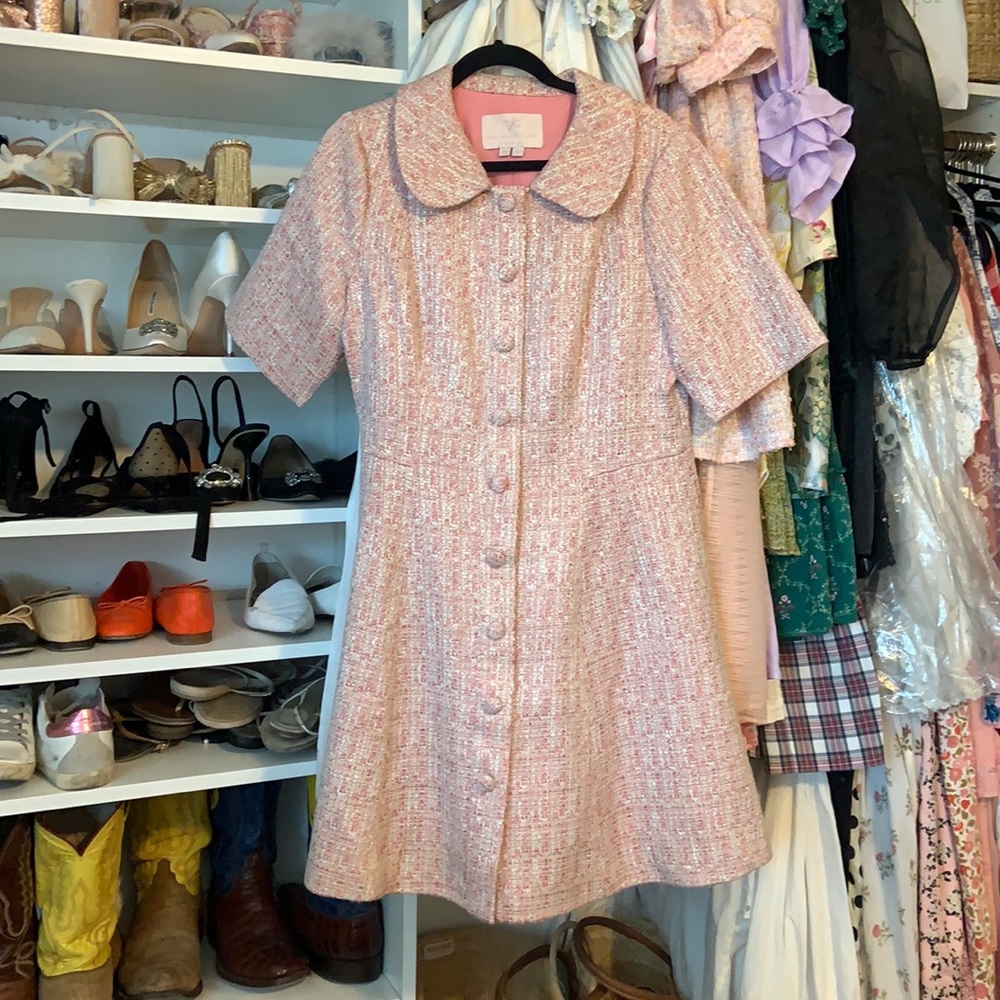 GAL MEETS GLAM PINK TWEED DRESS